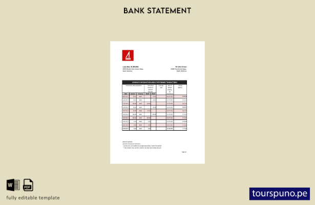 listo para imprimir plantilla de Excel de extracto bancario del Banco de Maldiva